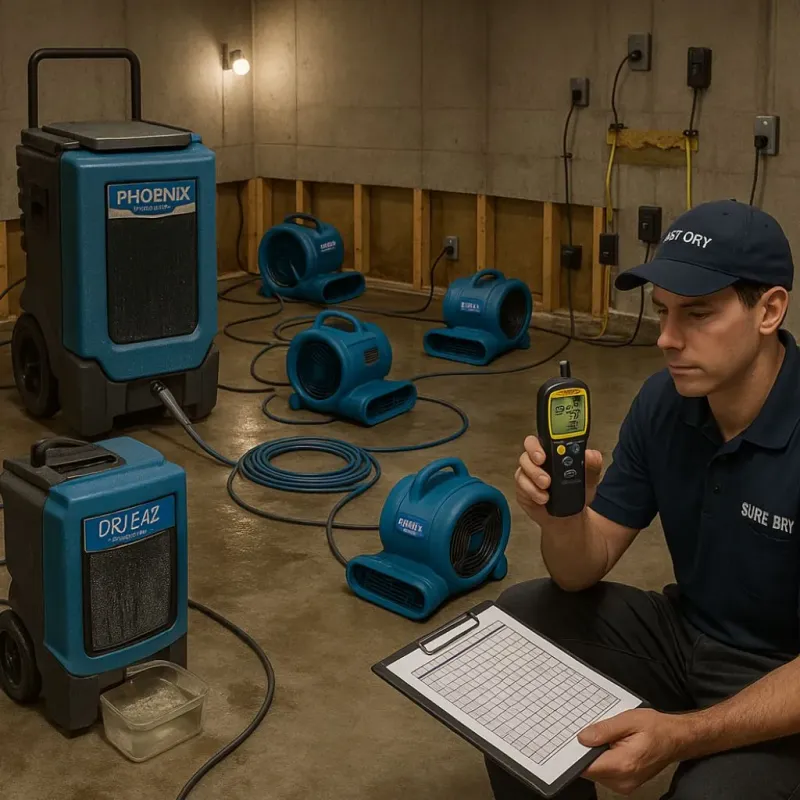 Structural Drying and Dehumidification process in Factoryville, PA
